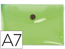 Carpeta sobre con broche Liderpapel A7 polipropileno verde transparente Frosty